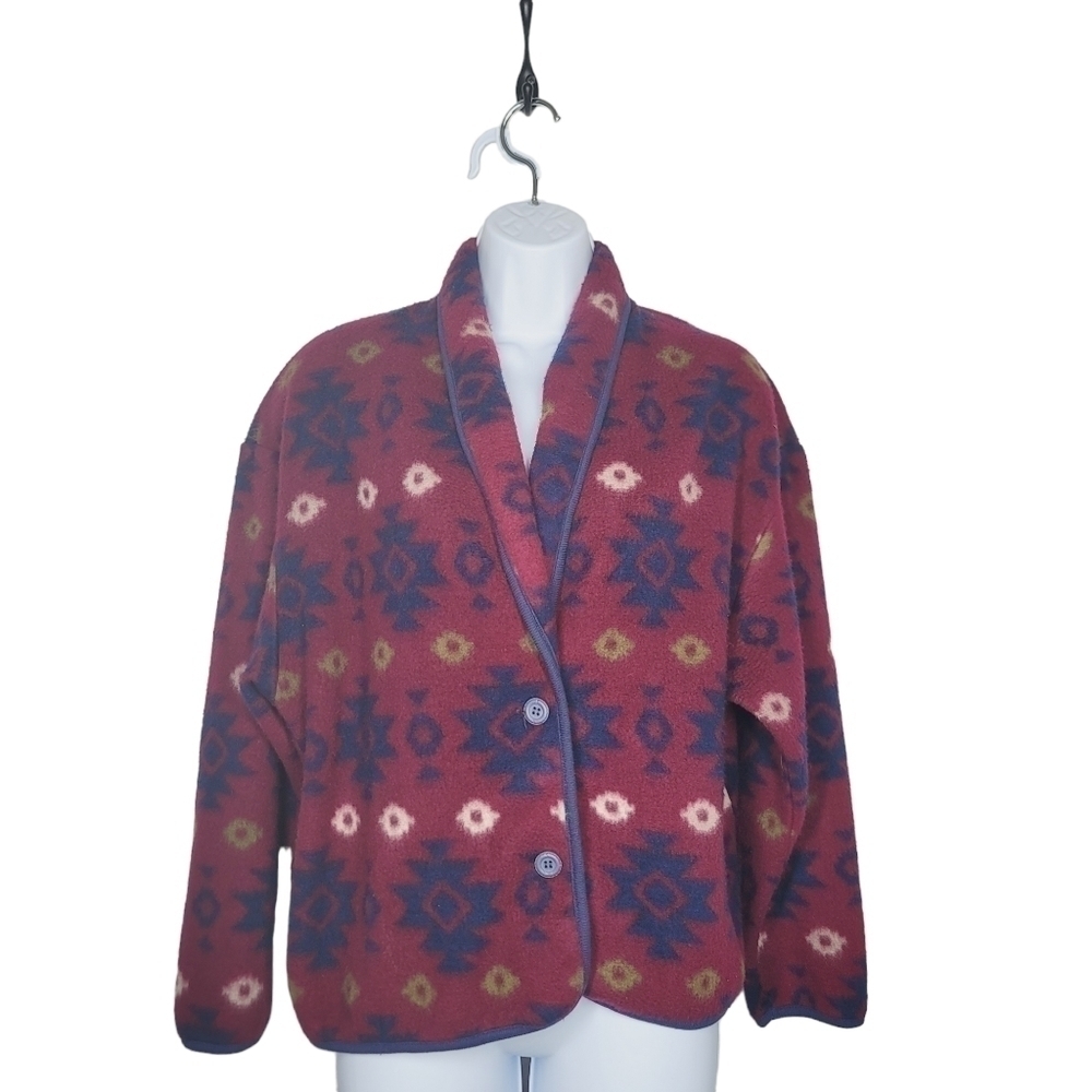 Vintage DWSF Fleece Aztec Button Up Jacket